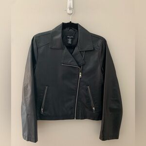 Elegant Black Leather Jacket for Women